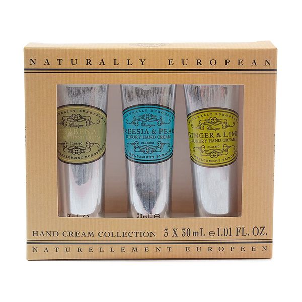 Naturally European Luxury Hand Cream Gift Set - Ginger & Lime, Verbena, Freesia & Pear Set 3 x 30ml