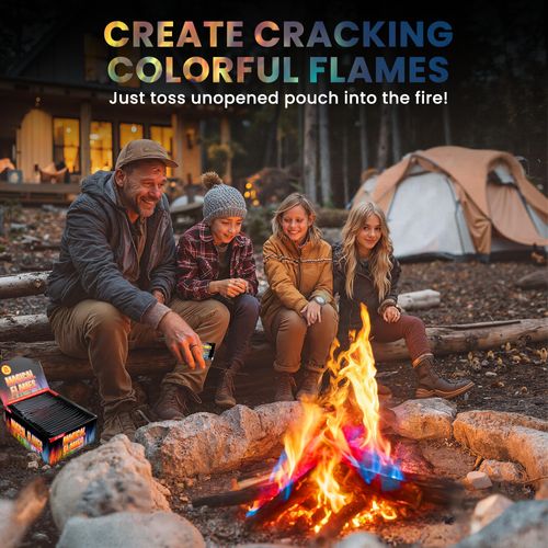 Magical Flames Fire Color Changing Packets Fire Pit (50 Pack), Fire Color Packets for Camping Essentials, Campfire, Bonfire & Fireplaces, Fire Pits Accessories for Outside