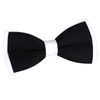 DQT Men Pre-Tied Plain Satin Black & White Bow Tie