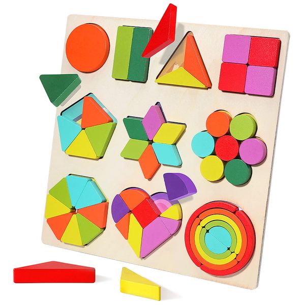 CORPER TOYS Wooden Puzzle, Molding Puzzle, Inlay, Blocks, Plane Type, Shape Matching, Stacking, Balance Game, Toy, Christmas Gift
