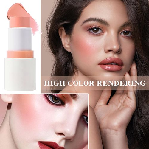 Cream Blush Stick with Brush and Makeup Sponge,Waterproof Multi Cream Makeup Stick,Lightweight,Long-lasting,2 in 1 Multi Blush for Cheeks & Lip Tint & Eyeshadow I