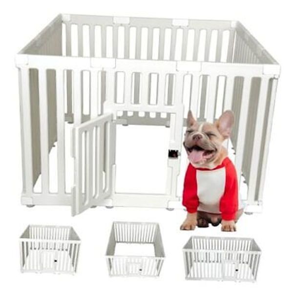 Dog Playpen with Door, 12 Panels Puppy Playpen, 25.6” H Pet Playpen for Small