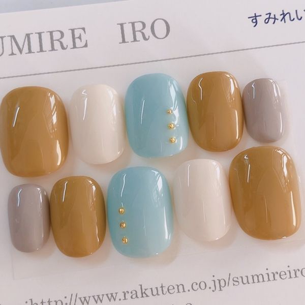 Nail tip false nails cute design simple short long simple coming-of-age ceremony nail present mother short nails small nails big nails berry short chibi nails wedding wedding false nails gel nails ●Ivory Morky Mustard Yellow Blue