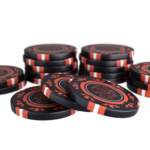 Bullets Playing Cards, Corrado 25 Clay Poker Chips for Poker Set, without Values, 14 g, 4 cm Diameter, Colour: Black
