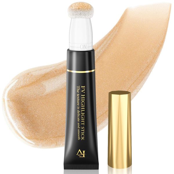 FV Liquid Highlighter, Creamy Highlighter Stick mit Weichem Kissen-Applikator, Wasserfestes Highlighter Flüssig Gesichts Make Up Geeignet für alle Hauttöne, Shimmer Finish, Mischbares, 13g, Moonlight