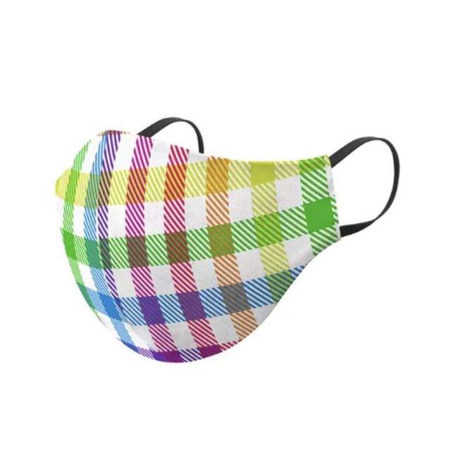 2X- Kids' GOGO "Chrome Plaid" Fabric Face Mask [Size: OSFM, Ages 4-10]