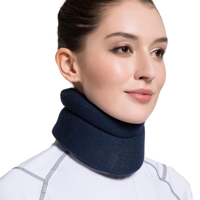 VELPEAU Neck Brace -Foam Cervical Collar - Soft Neck Support Relieves Pain & Pressure in Spine - Wraps Aligns Stabilizes Vertebrae - Can Be Used During Sleep (Comfort, Blue, Large, 3.3″)