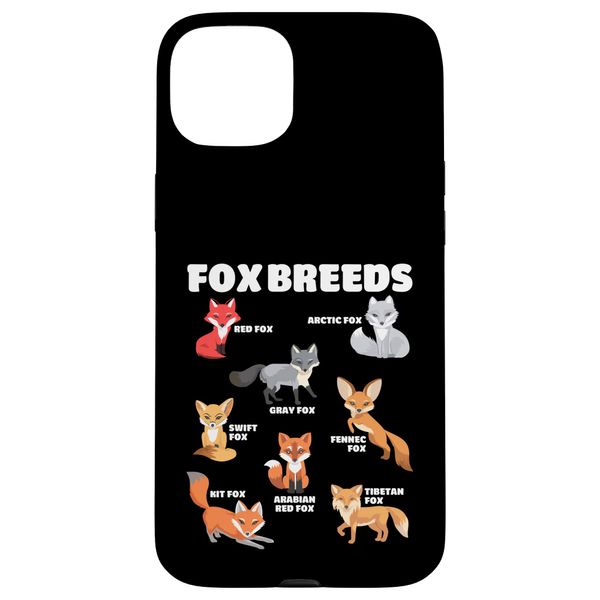 Fox Breeds Cute Kawaii Fox Animals Educational Case for iPhone 15 Plus