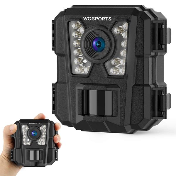 WOSPORTS Mini Trail Camera 24MP 1080P Game Hunting Camera with Night Vision Deer Camera for Wildlife Monitoring Hunting