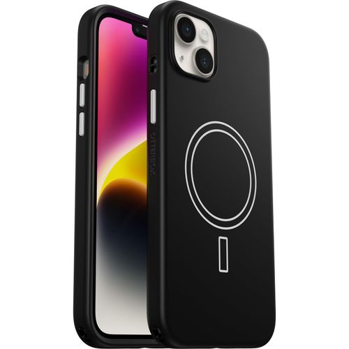 OtterBox iPhone 14 Plus Colorful Grip Case - Snowfall (Black/White), Snaps to MagSafe, Ultra-Sleek, Raised Edges Protect Camera & Screen