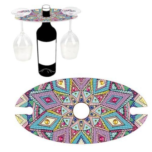 Mandala style Diamond Painting Wine Glass Rack, DIY Wine Glass Holder Storage