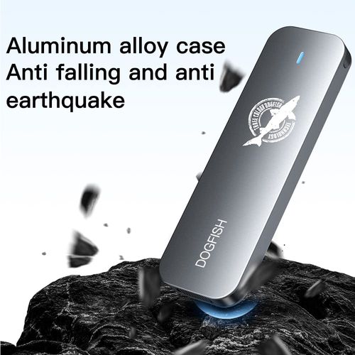 Dogfish Portable External SSD 256GB Ngff 2242/2260/2280 Grey Metal USB 3.1 Type-C Ultra-Light Mini Breathable Portable Solid State Drive for Mac/Windows/Android/Linux（up to 6Gbps ，with LED Indicator）