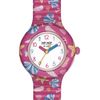 HIP HOP HWU1153 Children's Watch Kids Fun Plain Dial Movement Only Time 3H Quartz and Silicone Strap with Multicoloured Fabric, Pink, casual