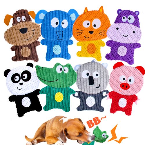 No Stuffing Dog Toys, 8 Pack Dog Squeaky Toys, Durable Plush Dog Toys, Cute Animal Plush Toys, Pet Entertaining Toys Interactive Teething Chew Toys Dog Toys Bulk for Puppy Small Medium Breeds