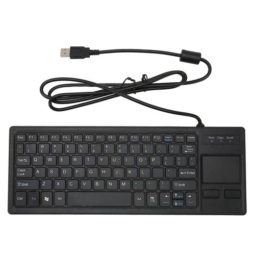 Wired Keyboard with Trackpad, Ultra Thin Touch Keyboard with X Scissors Key, Built in USB Hub, Compact Mini Industrial Keypad for Food Service Marine Military Medical