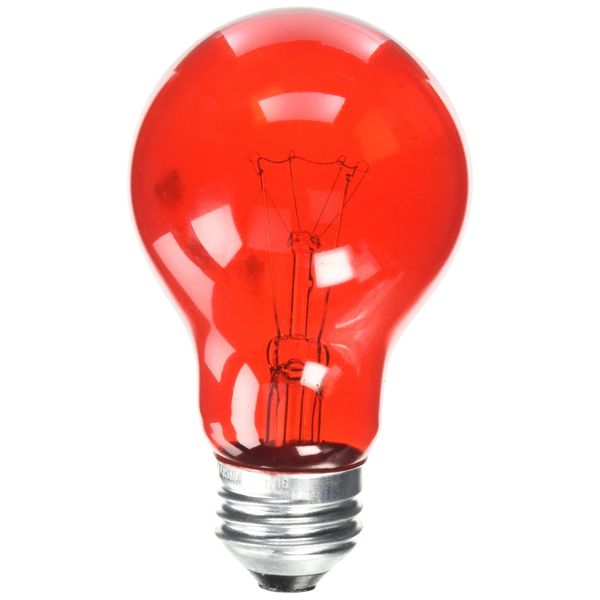 Westinghouse Lighting 0344600, 25 Watt, 120 Volt Trans Incandescent A19 Light Bulb-2500 Hours, 1 Pack, Transparent Red