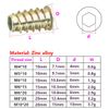 Qrity 20 Pcs Hex Socket Screw-in Nuts Fastener M10x20mm, Zinc Alloy Ladder-shaped Threaded Insert Nuts, Interface Hex Socket Drive