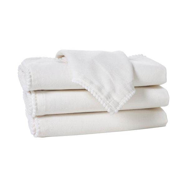 Penguin Home Set of 4 Cotton Napkin 100% Cotton Eco Friendly SustainableCotton Napkin Reusable Napkins - Daily Use as Dinner Napkins With Four Side Pom Pom Lace Size - 40 X 40 cm, Off White, GSM -185