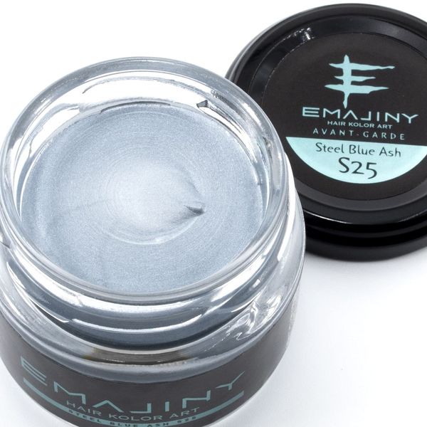 EMAJINY Steel Blue Ash S25 Edginy Steel Blue Ash Color Wax, Silver Blue, 1.2 oz (36 g), Made in Japan, Unscented, Flashy Hair That Can Be Washed Quickly With Shampoo