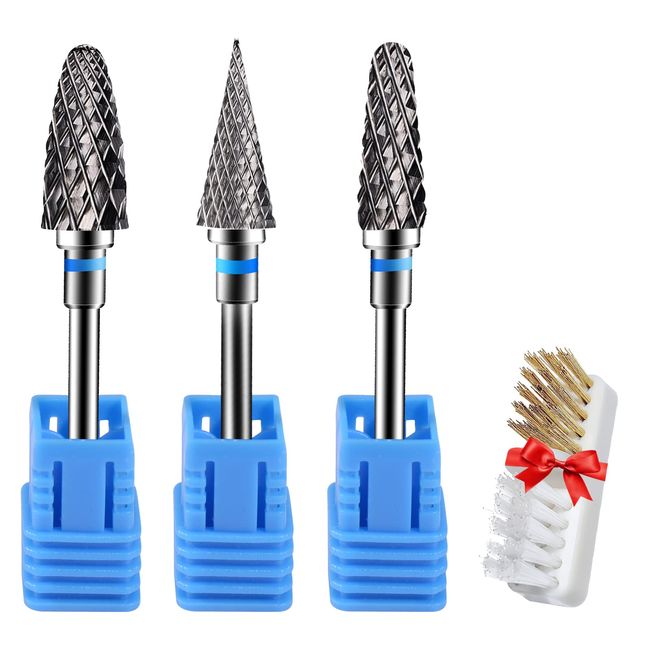 CGBE Nail Drill Bits, 3/32Inches Tungsten Steel Nail Drill Bits For Gel Acrylic Nail, Cuticle Drill Bits Medium for Home Salon Use - 3pcs - Medium