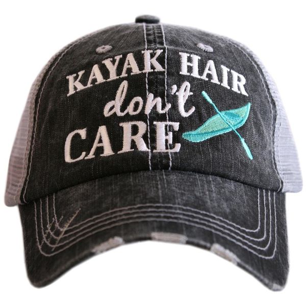 KATYDID Kayak Hair Don't Care Baseball Cap - Trucker Hat for Women - Stylish Cute Sun Hat (Gray Mint)