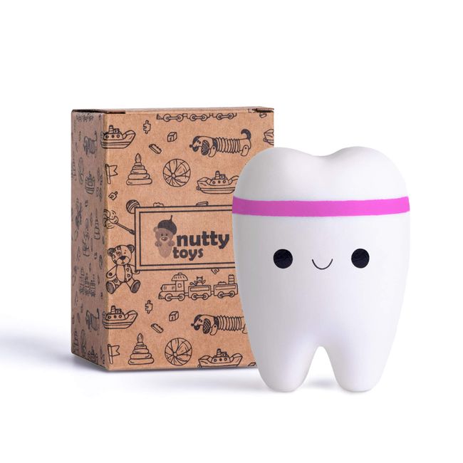 Nutty Toys Super Slow Rising Jumbo Squishy Tooth - Soft & Scented Stress Relief Present Top Christmas Stocking Stuffer Gift Idea for Kids Teens Boys Girls Adults, Best Dental & Dentist Gifts 2023