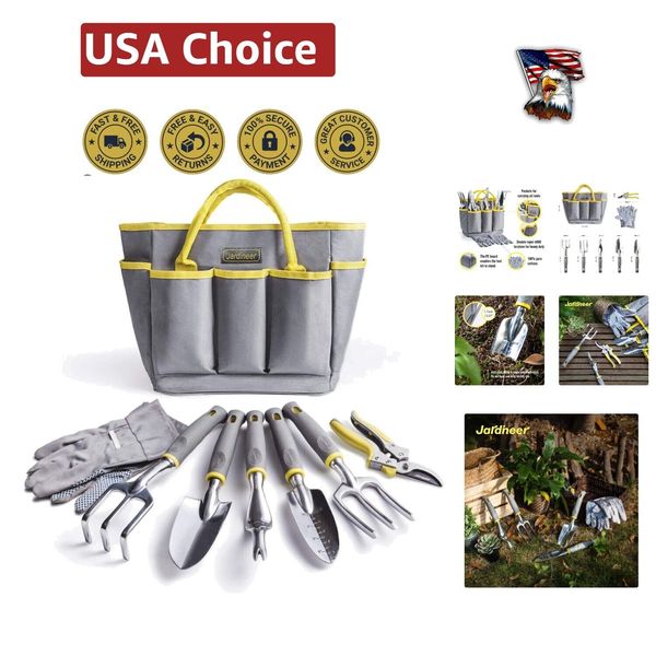 Premium 8-Piece Garden Tools Set with Rust-Resistant Aluminum Construction