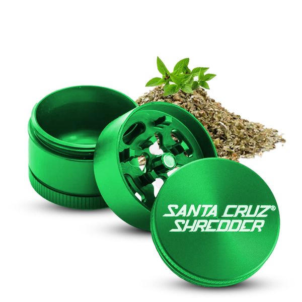 Santa Cruz Shredder Herb Grinder 3 Piece Medium 2 1/8" Superior Grip and Aluminium (Green)