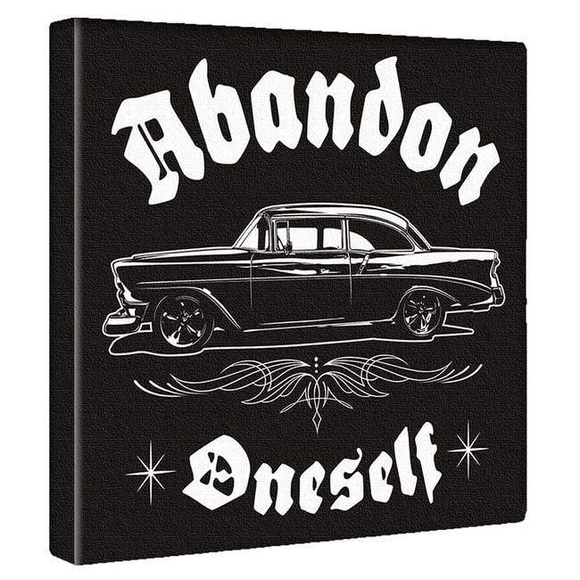 ol-8390-abandon Typography Car Art Panel, 11.8 x 11.8 inches (30 x 30 cm), Made in Japan, Poster, Stylish, Interior, Remodeling, Living Room, Interior, Art, Black, Pop Fabric Panel