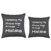Funny Smartphone Firmware Update Regrets Tech Drama Unfolds Throw Pillow