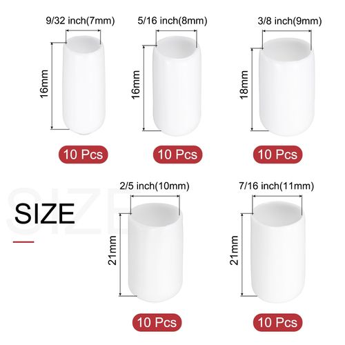 uxcell 50pcs Round Rubber End Caps Protective Caps 7mm 8mm 9mm 10mm 11mm White Screw Thread Protectors