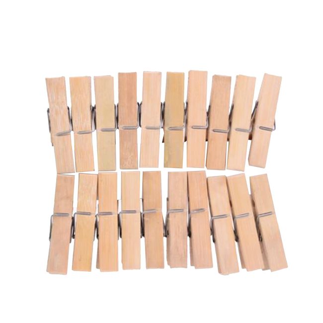 YISHUI 20pcs/set Bamboo Clothespins Natural Wooden Clothespins Durable Hanging Clips for Laundry Arts Craft Photo Paper, Scrapbooking W4705