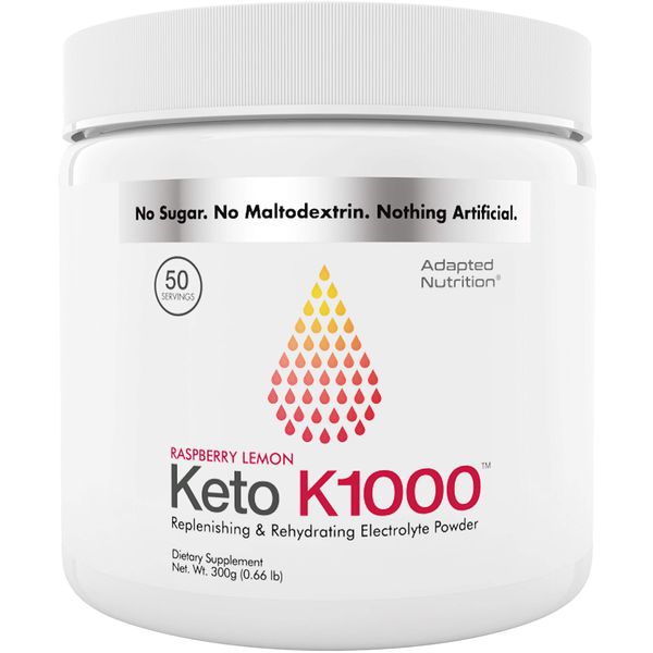 Keto K1000 Electrolyte Powder | Hydration Supplement Drink Mix | 50 Servings | Boost Energy & Beat Leg Cramps | No Maltodextrin or Sugar | Raspberry Lemon