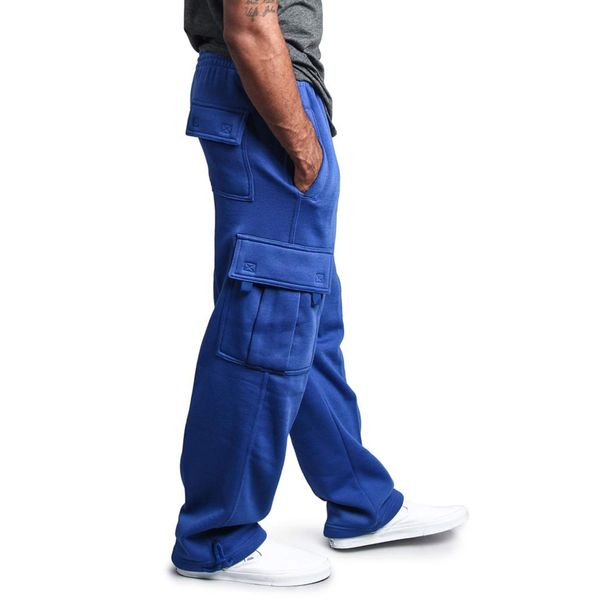 G-Style USA Men's Solid Fleece Heavyweight Cargo Pants FL77 - Royal Blue - Small