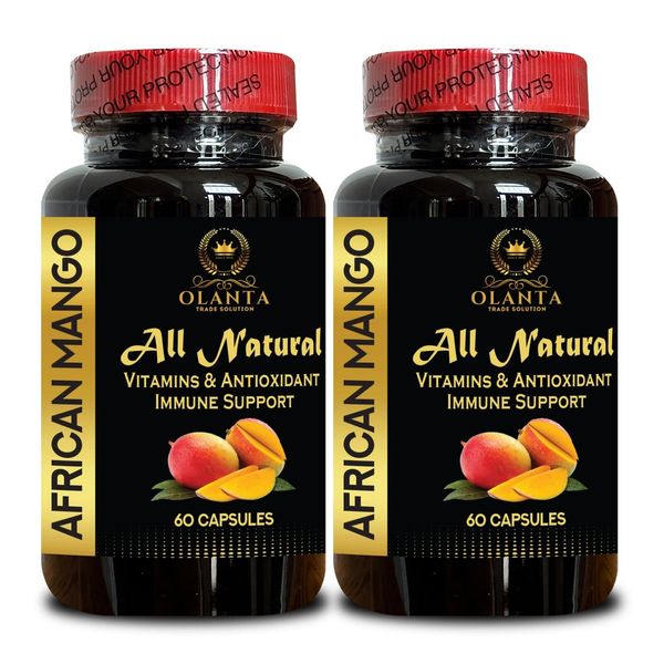 Pure African Mango Extract – High Potency Herbal Capsules - 2 Bottles 120 Caps