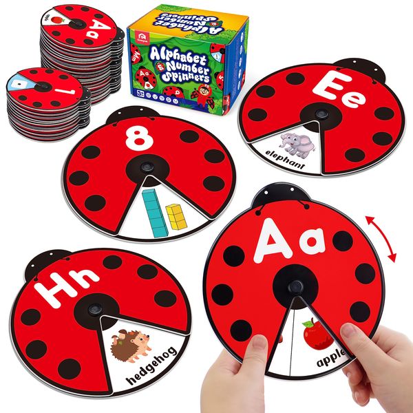 Coogam Interactive Alphabet Learning Toy, ABC Number Letters Spinning Game, Sight Words Animal Pattern Ladybug Cards, Montessori Educational Toy Gift for 3 4 5 Year Old Baby Toddlers