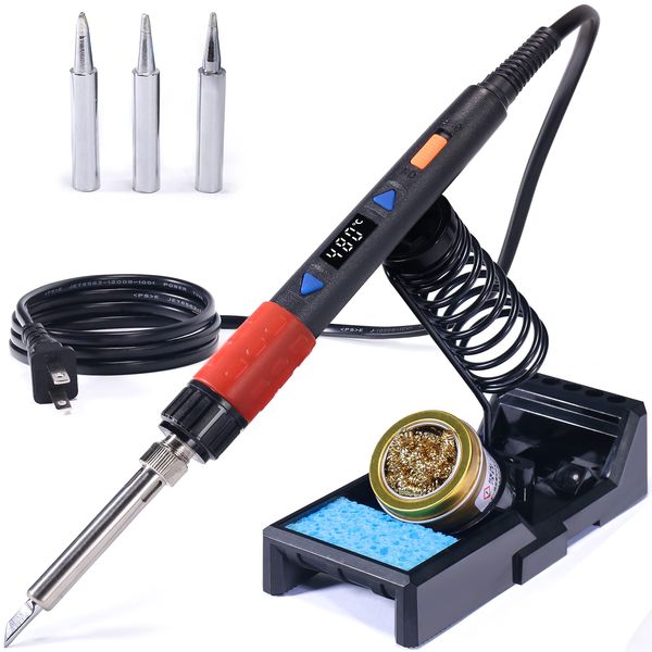 YIHUA 928D-III Soldering Iron, 110 W, High Power, Digital Display, Temperature Controlled Type (90°C - 480°C), Switch Included, Sleep Mode, Durable and Heat Resistant Holder, Cleaning Wire, 3