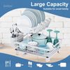 Large Dish Drying Rack Kitchen Shelf w/ Drainage Knife Fork Utensil Cup Holders