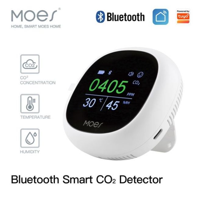 Fine Dust Meter Air Quality Meter Bluetooth Smart 3 In 1 Carbon Dioxide Air Quality Monitor Detector Temperature Humidity Sensor Handheld Meter with Plate, 1 pc, CHINA