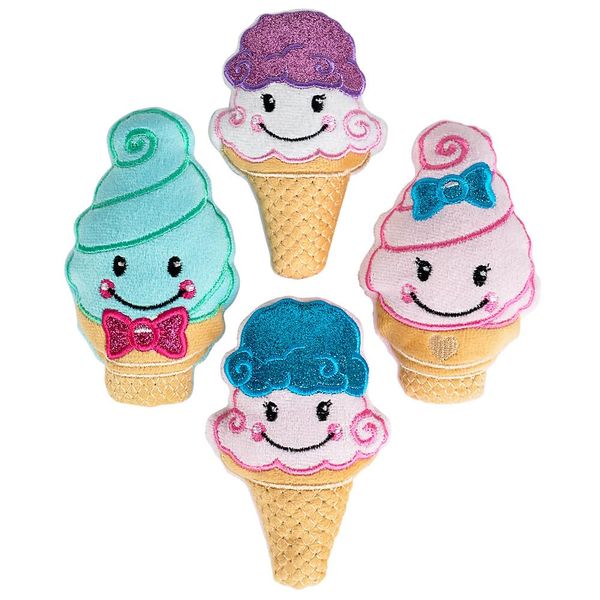 Forest & Twelfth Mini Ice Cream Cone Plush, Soft 5 Inch Stuffed Toys for Kids with Cute Faces – Sensory & Imaginative Play Toys – Colorful, Huggable Plushies, Safe & Durable Gift (Set of 4)