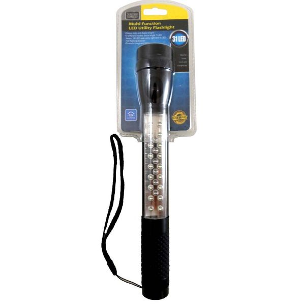 GLOW PRO Multi-Function Utility Flashlight | 3 Modes: Flashlight, Work Light & Red Beacon | 31 LEDs | Magnetic Base | 9.75" x 1.5" (24.8 cm x 3.8 cm) | Rubberized Grip