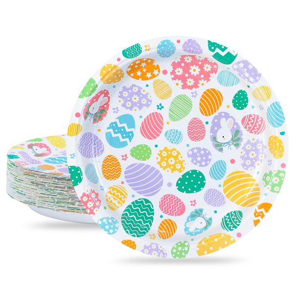 BFB Easter Paper Plates 23cm, Pack of 50 Dinner Plates Disposable Party Tableware for Easter Day