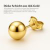 14K Yellow Gold Filled Round Ball Stud Earrings Pushback 3mm