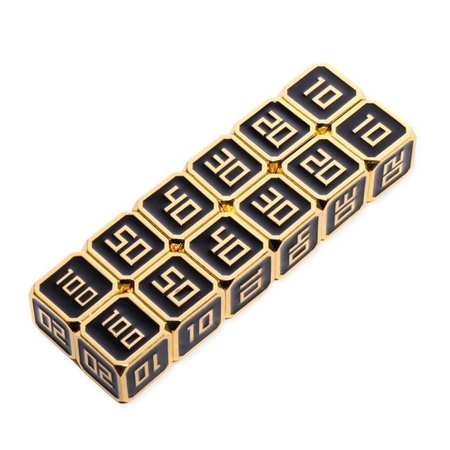 Xrypto Metal Luxury Metal Counter Dice Damage Counter (10.20.30.40.50.100, Gold Black)