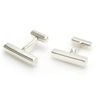 Charles William Silver Rectangular Bar Barrel Cufflinks Polished Groom