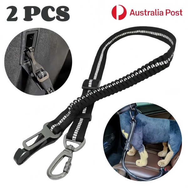 2PCS Pet Car Safety Seat Belt Adjustable Harness Vehicle Harness Lead Leash AU