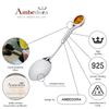 AMBEDORA Sterling Silver Oxidised Spoon with Amber, 1 Piece, Classic