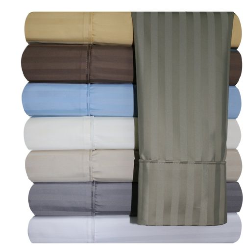 Royal Hotel Bedding King Blue Cotton-Blend Wrinkle-Free Pillowcases 650-Thread-Count Stripe 2 Pillow Cases