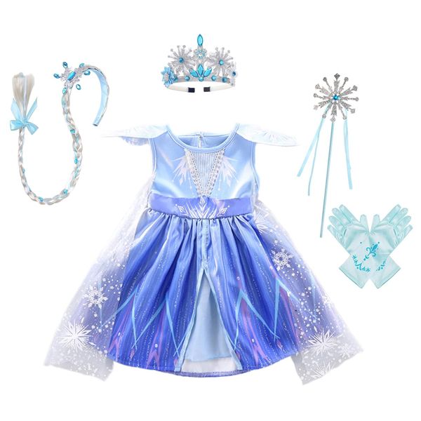 Dressy Daisy Baby Girl Snow Queen Dress up Costume Birthday Party Dress Outfit with Crown Accessories Size 6-12 Months Blue 267