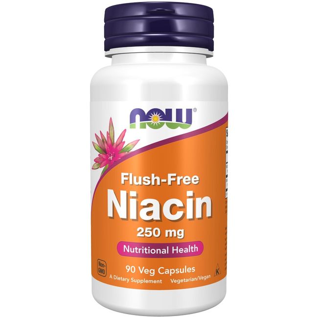 NOW Foods Flush-Free Niacin 250 mg,  90 Veg Capsules